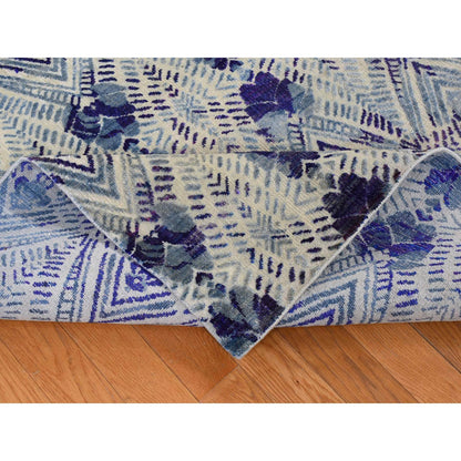 Modern and Contemporary Wool & Silk Hand Knotted Rug Purple No Border 8.0X10.0 -O080841