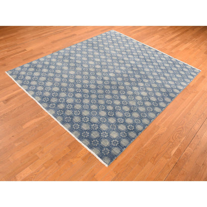 Modern and Contemporary Wool Hand Knotted Rug Blue No Border 8.0X9.8 -O080842