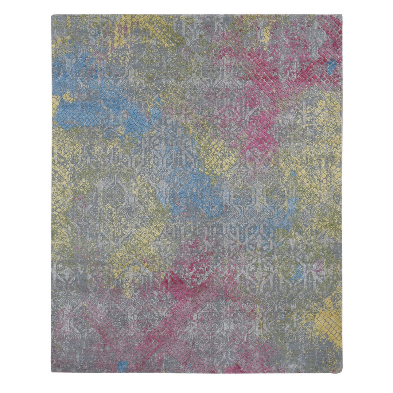Gray 8'0" x 10'0" Modern and Contemporary Hand knotted Wool/Silk Rug - Sku: O080845