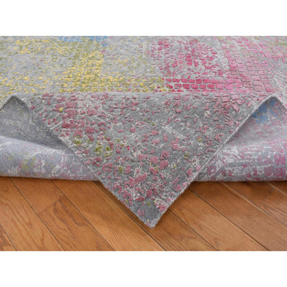 Modern and Contemporary Wool & Silk Hand Knotted Rug Grey No Border 8.0X10.0 -O080845