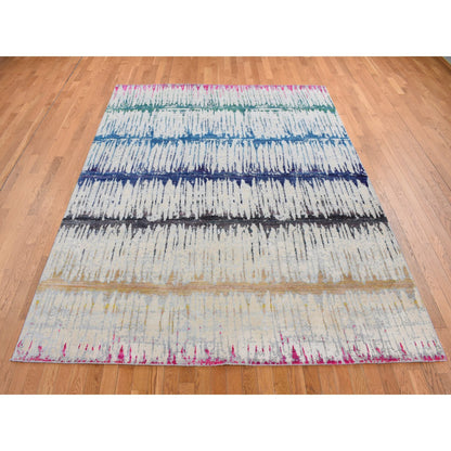 Modern and Contemporary Wool & Silk Hand Knotted Rug Beige No Border 8.0X10.3 -O080846