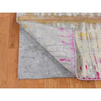 Modern and Contemporary Wool & Silk Hand Knotted Rug Beige No Border 8.0X10.3 -O080846