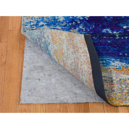 Modern and Contemporary Wool & Silk Hand Knotted Rug Yellow No Border 7.10X10.0 -O080848