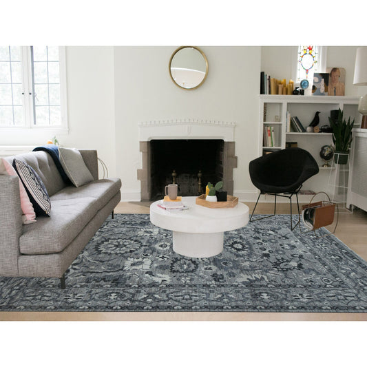 Oushak And Peshawar Wool Hand Knotted Rug Grey Gray 9.1X12.6 -O080851