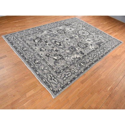 Oushak And Peshawar Wool Hand Knotted Rug Grey Gray 9.1X12.6 -O080851