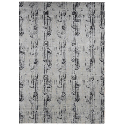 Modern and Contemporary Wool & Silk Hand Knotted Rug Grey No Border 10.0X14.5 -O080852