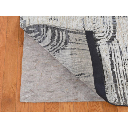 Modern and Contemporary Wool & Silk Hand Knotted Rug Grey No Border 10.0X14.5 -O080852