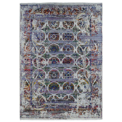 Modern and Contemporary Wool & Silk Hand Knotted Rug Grey No Border 9.10X14.3 -O080854