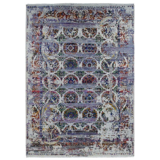 Modern and Contemporary Wool & Silk Hand Knotted Rug Grey No Border 9.10X14.3 -O080854