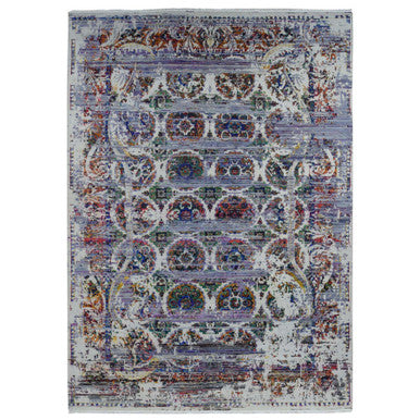 Modern and Contemporary Wool & Silk Hand Knotted Rug Grey No Border 9.10X14.3 -O080854