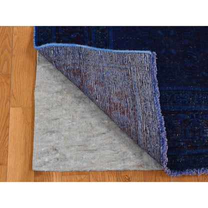 Overdyed & Vintage Worn Wool Hand Knotted Rug Blue Blue 5.1X10.0 -O080860