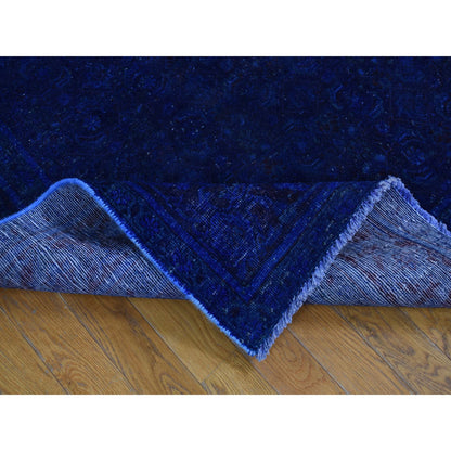 Overdyed & Vintage Worn Wool Hand Knotted Rug Blue Blue 5.1X10.0 -O080860