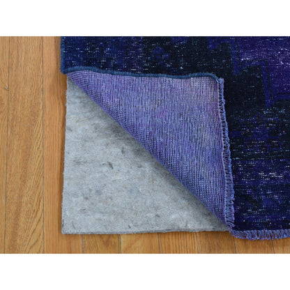Overdyed & Vintage Wool Hand Knotted Rug Blue Blue 4.3X7.10 -O080862