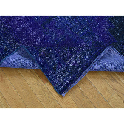 Overdyed & Vintage Wool Hand Knotted Rug Blue Blue 4.3X7.10 -O080862