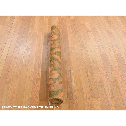 Overdyed & Vintage Wool Hand Knotted Rug Orange No Border 4.1X6.1 -O080863