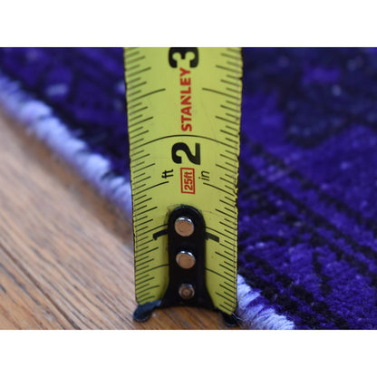 Overdyed & Vintage Wool Hand Knotted Rug Purple Purple 3.4X8.7 -O080874