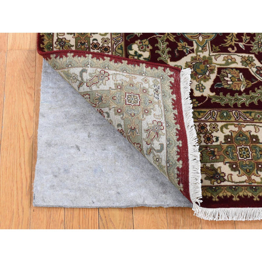 Fine Oriental New Zealand Wool Hand Knotted Rug Red Ivory 5.0X5.0 -O080887
