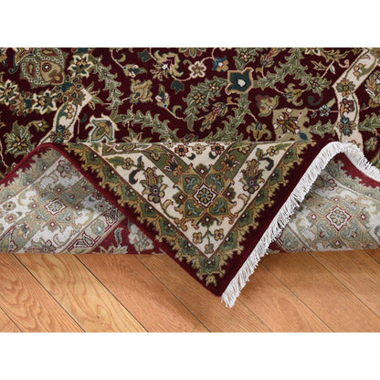 Fine Oriental New Zealand Wool Hand Knotted Rug Red Ivory 5.0X5.0 -O080887