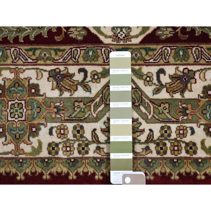 Fine Oriental New Zealand Wool Hand Knotted Rug Red Ivory 5.0X5.0 -O080887