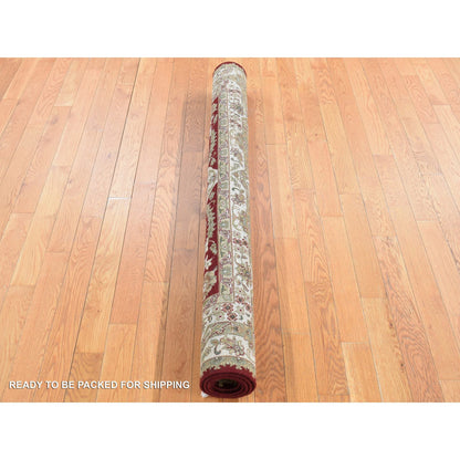 Fine Oriental New Zealand Wool Hand Knotted Rug Red Ivory 5.0X5.0 -O080887