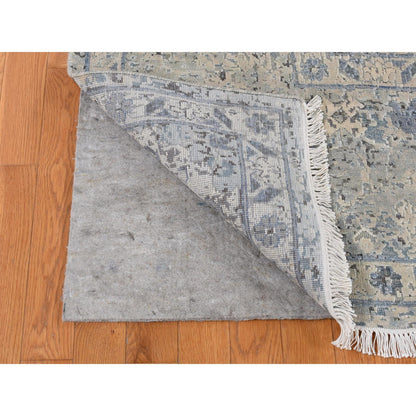 Transitional Wool & Silk Hand Knotted Rug Blue Blue 10.2X10.2 -O080892