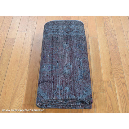 Overdyed & Vintage Worn Wool Hand Knotted Rug Red Blue 5.4X9.5 -O080896