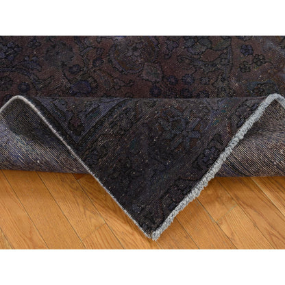 Overdyed & Vintage Wool Hand Knotted Rug Purple No Border 4.10X9.9 -O080899