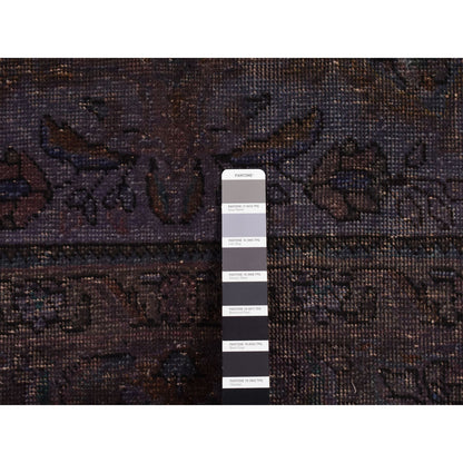 Overdyed & Vintage Wool Hand Knotted Rug Purple No Border 4.10X9.9 -O080899