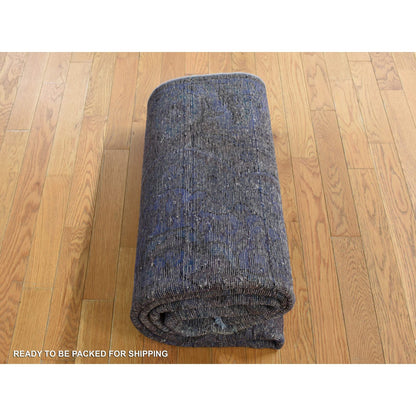 Overdyed & Vintage Wool Hand Knotted Rug Purple No Border 4.10X9.9 -O080899