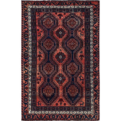 Overdyed & Vintage Wool Hand Knotted Rug Orange 4.10x7.10 -O0808