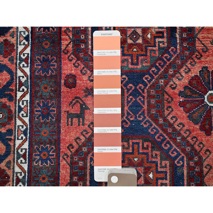 Overdyed & Vintage Wool Hand Knotted Rug Orange 4.10x7.10 -O0808