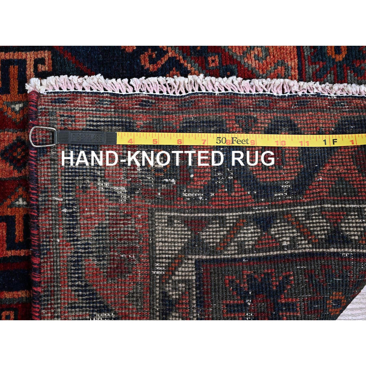 Overdyed & Vintage Wool Hand Knotted Rug Orange 4.10x7.10 -O0808