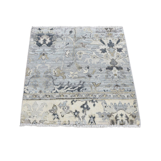Oushak And Peshawar Wool & Silk Hand Knotted Rug Grey No Border 2.0X2.1 -O080907