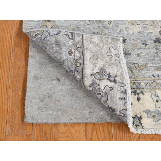 Oushak And Peshawar Wool & Silk Hand Knotted Rug Grey No Border 2.0X2.1 -O080907