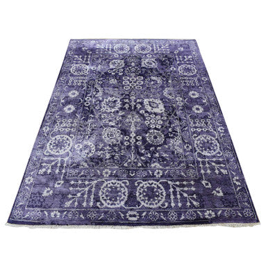 Transitional Wool & Silk Hand Knotted Rug Purple Purple 4.10X6.8 -O080908