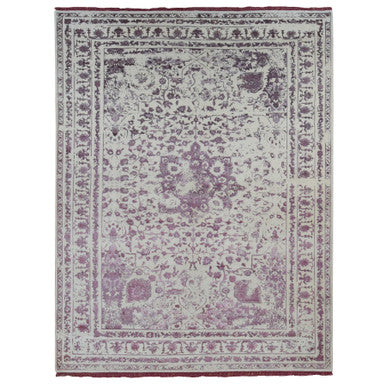 Transitional Wool & Silk Hand Knotted Rug Ivory Ivory 9.2X12.1 -O080910