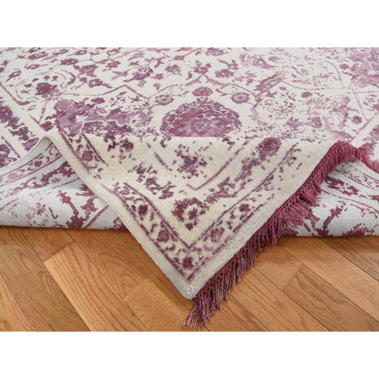 Transitional Wool & Silk Hand Knotted Rug Ivory Ivory 9.2X12.1 -O080910