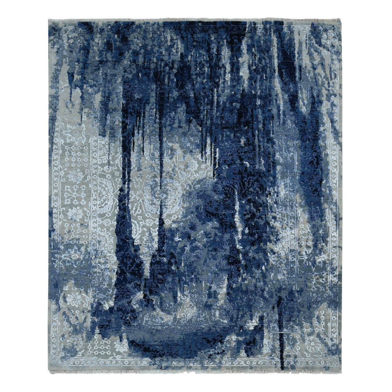 Gray 8'0" x 9'9" Transitional Hand knotted Wool/Silk Rug - Sku: O080912