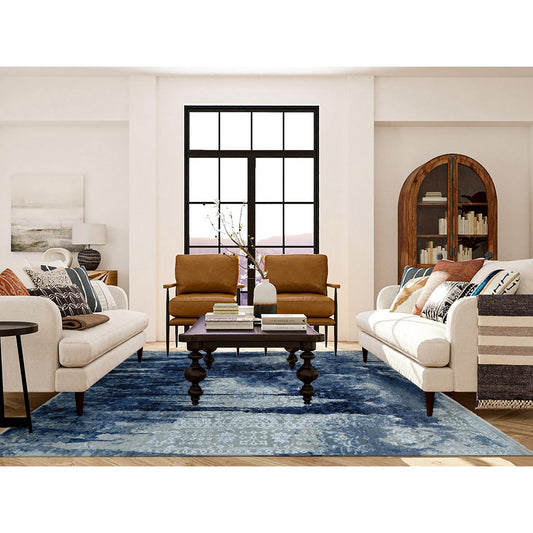 Transitional Wool & Silk Hand Knotted Rug Grey No Border 8.0X9.9 -O080912