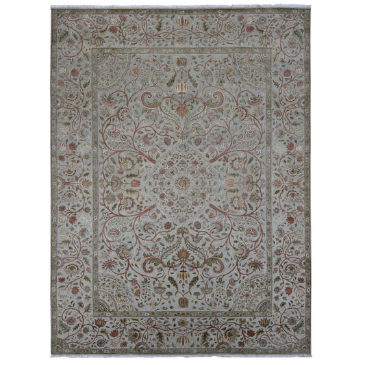Transitional Wool & Silk Hand Knotted Rug Grey Mojave Desert 10.1X13.9 -O080915