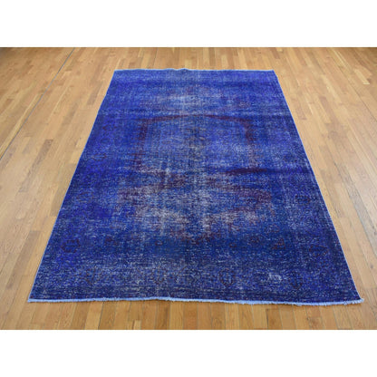 Overdyed & Vintage Wool Hand Knotted Rug Purple No Border 6.10X10.1 -O080916