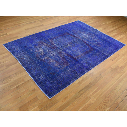 Overdyed & Vintage Wool Hand Knotted Rug Purple No Border 6.10X10.1 -O080916