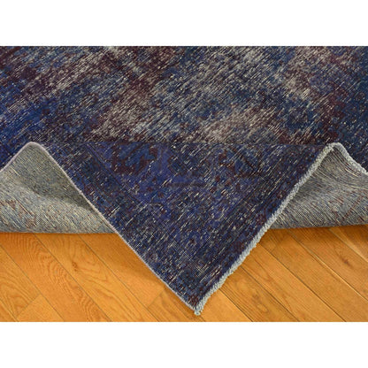 Overdyed & Vintage Wool Hand Knotted Rug Purple No Border 6.10X10.1 -O080916