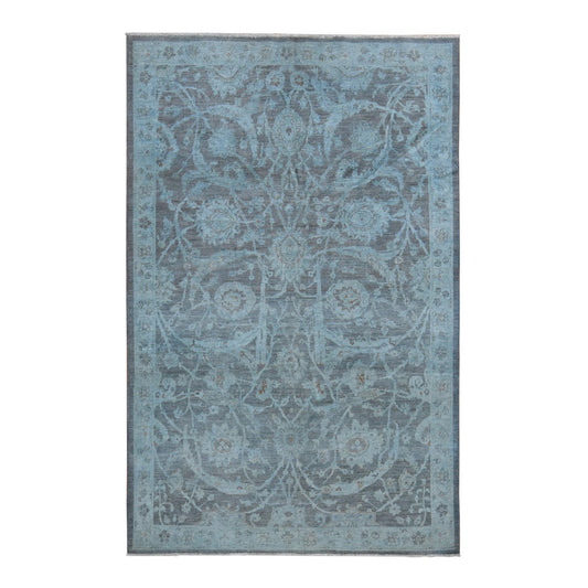 White Wash Vintage & Silver Wash Wool Hand Knotted Rug Blue Blue 5.9X9.0 -O080917
