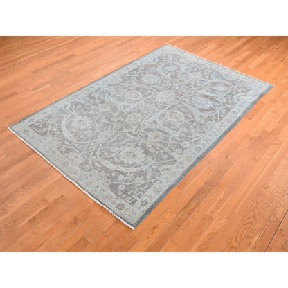 White Wash Vintage & Silver Wash Wool Hand Knotted Rug Blue Blue 5.9X9.0 -O080917