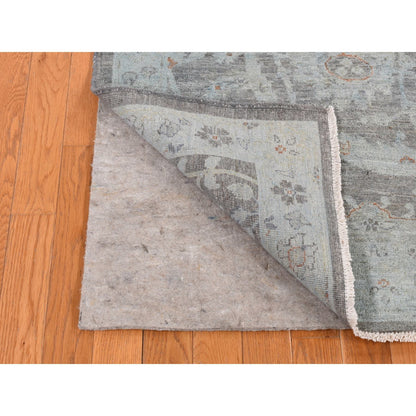 White Wash Vintage & Silver Wash Wool Hand Knotted Rug Blue Blue 5.9X9.0 -O080917