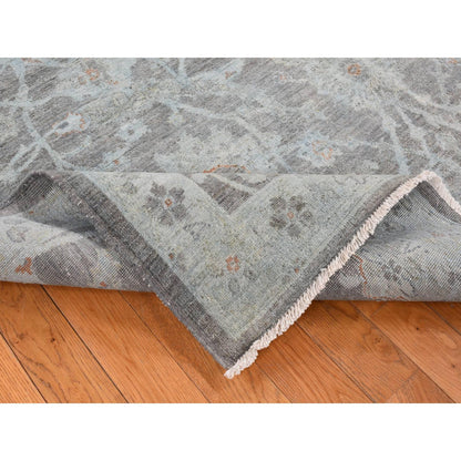 White Wash Vintage & Silver Wash Wool Hand Knotted Rug Blue Blue 5.9X9.0 -O080917