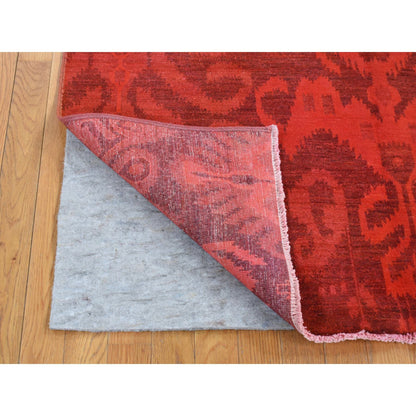 Overdyed & Vintage Wool Hand Knotted Rug Red No Border 5.2X8.3 -O080920