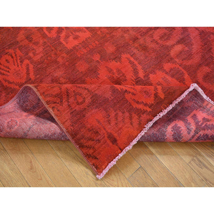 Overdyed & Vintage Wool Hand Knotted Rug Red No Border 5.2X8.3 -O080920
