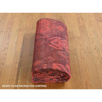 Overdyed & Vintage Wool Hand Knotted Rug Red No Border 5.2X8.3 -O080920